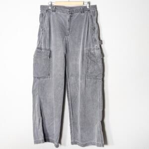 Gap Women’s Cargo Jeans Wide Leg Utility Washed Black Soft Grunge Size 14 Tall